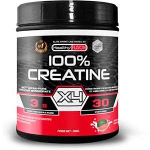 Healthy Fusion 100% Creatine X4 3g/dosis Créatine Monohydrate Micronisée 200-MESH Augmente la masse musculaire, la force et la performance Haute absorption et récupération rapide 300 g - Publicité Healthy Fusion 100% Creatine X4 3g/dosis Créatine Monohydrate Micronisée 200-MESH Augmente la masse musculaire, la force et la performance Haute absorption et récupération rapide 300 g - Publicité