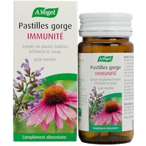 A.Vogel Echinaforce Pastilles pour la Gorge Renforce l'immunité et soulage les maux de gorge Extrait d'échinacéa et de sauge fraîche 100% Bio 20 pastilles goût menthe - Publicité A.Vogel Echinaforce Pastilles pour la Gorge Renforce l'immunité et soulage les maux de gorge Extrait d'échinacéa et de sauge fraîche 100% Bio 20 pastilles goût menthe - Publicité
