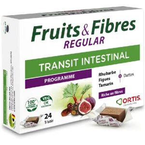 Ortis LABORATOIRES  FRUITS & FIBRES REGULAR 24 cubes Transit intestinal Rhubarbe - Publicité