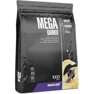 Maxler Mega Gainer Gain de poids pour développer les muscles Vanille 1000g combinaison de protéines, glucides, vitamines et minéraux 10% de protéines de lactosérum shake riche en calories - Publicité Maxler Mega Gainer Gain de poids pour développer les muscles Vanille 1000g combinaison de protéines, glucides, vitamines et minéraux 10% de protéines de lactosérum shake riche en calories - Publicité
