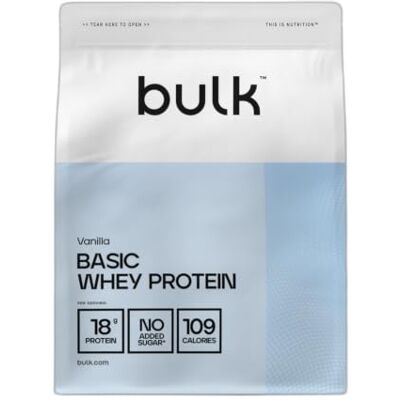 Bulk Basic Protéine en Poudre Vanille 1,25kg 41 Portions Jusqu’à 18g de Protéines Portion Faible en Sucres Formule à Absorption Rapide Prise de Masse Musculaire et la Récupération - Publicité Bulk Basic Protéine en Poudre Vanille 1,25kg 41 Portions Jusqu’à 18g de Protéines Portion Faible en Sucres Formule à Absorption Rapide Prise de Masse Musculaire et la Récupération - Publicité