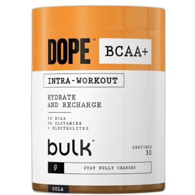 Bulk Dope BCAA+ Poudre Intra-Entraînement Cola 360 g 30 Portions 5g BCAAs Mélange d'Électrolytes Glutamine Vitamine B6 & B12 Soutient l'Hydratation, l'Énergie et la Récupération - Publicité Bulk Dope BCAA+ Poudre Intra-Entraînement Cola 360 g 30 Portions 5g BCAAs Mélange d'Électrolytes Glutamine Vitamine B6 & B12 Soutient l'Hydratation, l'Énergie et la Récupération - Publicité