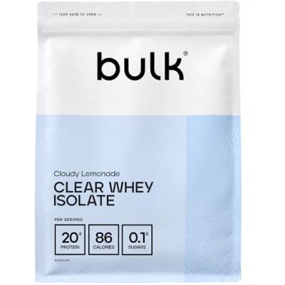 Bulk Clear Whey Isolate, 2kg Cloudy Lemonade, 20g de protéines à absorption rapide, Faible teneur en sucre, Shake protéiné léger et fruité - Publicité Bulk Clear Whey Isolate, 2kg Cloudy Lemonade, 20g de protéines à absorption rapide, Faible teneur en sucre, Shake protéiné léger et fruité - Publicité