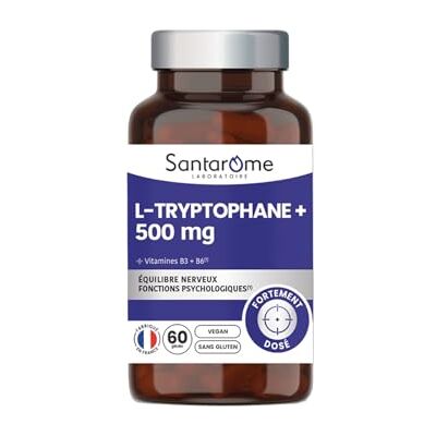 BIO + SANTAROME L-Tryptophane 500 mg + B3 B6 Sommeil & Stress 60 Gélules Double cofacteur B3 et B6 Sommeil réparateur Plus de sérénité au quotidien Dose modulable 1 à 2 gélules France - Publicité BIO + SANTAROME L-Tryptophane 500 mg + B3 B6 Sommeil & Stress 60 Gélules Double cofacteur B3 et B6 Sommeil réparateur Plus de sérénité au quotidien Dose modulable 1 à 2 gélules France - Publicité