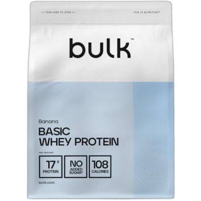 Bulk Basic Protéine en Poudre Banane 2,5 kg 82 Portions Jusqu’à 18 g de Protéines par Portion Faible en Sucres Formule à Absorption Rapide Prise de Masse Musculaire et la Récupération - Publicité Bulk Basic Protéine en Poudre Banane 2,5 kg 82 Portions Jusqu’à 18 g de Protéines par Portion Faible en Sucres Formule à Absorption Rapide Prise de Masse Musculaire et la Récupération - Publicité