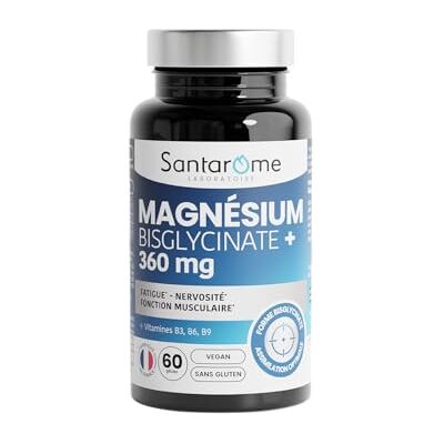 BIO + SANTAROME Magnésium Bisglycinate 360 mg Complément Alimentaire Fatigue & Stress Haute Assimilation Magnésium + Vitamines B3 B6 B9 Vegan Sans Gluten Fabriqué en France 60 Gélules - Publicité BIO + SANTAROME Magnésium Bisglycinate 360 mg Complément Alimentaire Fatigue & Stress Haute Assimilation Magnésium + Vitamines B3 B6 B9 Vegan Sans Gluten Fabriqué en France 60 Gélules - Publicité