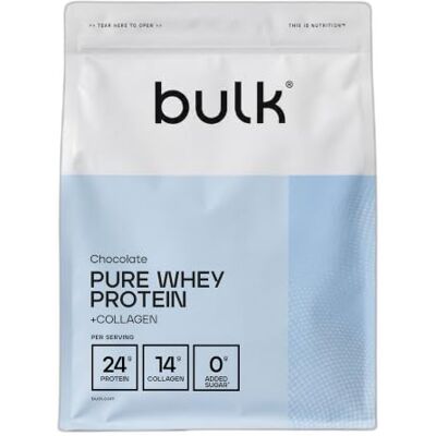 Bulk Pure Whey Protein + Collagène, Chocolat, 2kg Jusqu'à 23 g de protéines, 14 g de collagène, Sans sucres ajoutés, Contribue à la croissance et au maintien musculaires - Publicité Bulk Pure Whey Protein + Collagène, Chocolat, 2kg Jusqu'à 23 g de protéines, 14 g de collagène, Sans sucres ajoutés, Contribue à la croissance et au maintien musculaires - Publicité