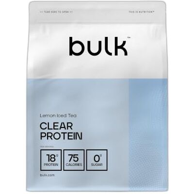 Bulk Clear Protein Mélange de Whey & Collagène 400 g 20 portions 18 g de protéines 5 g de BCAA Absorption rapide Favorise la croissance musculaire Thé glacé citron - Publicité Bulk Clear Protein Mélange de Whey & Collagène 400 g 20 portions 18 g de protéines 5 g de BCAA Absorption rapide Favorise la croissance musculaire Thé glacé citron - Publicité