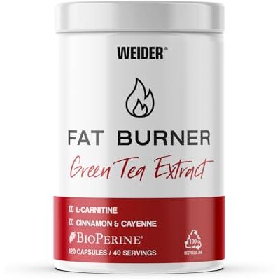 Weider Fat Burner (120 gélules) Formule Double Effet Thermogénique et Lipotrope, avec L-Carnitine, Chrome, Extraits de thé vert, poivre noir, cayenne, cannelle, Contient de la Caféine (40 doses) - Publicité Weider Fat Burner (120 gélules) Formule Double Effet Thermogénique et Lipotrope, avec L-Carnitine, Chrome, Extraits de thé vert, poivre noir, cayenne, cannelle, Contient de la Caféine (40 doses) - Publicité