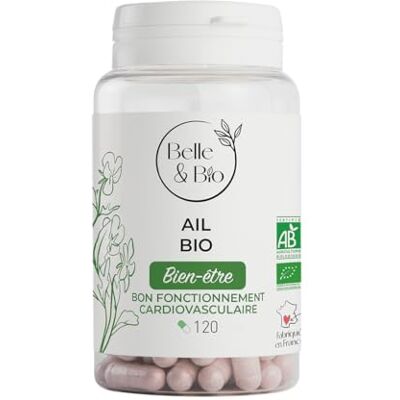 BIO + SANTÉ CARDIAQUE & LUTTE CONTRE LE CHOLESTÉROL Ail Bio certifié Ecocert 120 gélules Cure 1 mois Fabriqué en France - Publicité BIO + SANTÉ CARDIAQUE & LUTTE CONTRE LE CHOLESTÉROL Ail Bio certifié Ecocert 120 gélules Cure 1 mois Fabriqué en France - Publicité