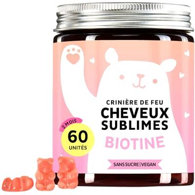 Bears with Benefits Gummies Biotine Ah-mazing Hair – Vitamines pour les Cheveux, la Peau et les Ongles – 5000 µg de Biotine, Zinc, Vitamines B6, B9, C, E – 60 Unités (2 Mois), Vegan, Sans Sucre, - Publicité Bears with Benefits Gummies Biotine Ah-mazing Hair – Vitamines pour les Cheveux, la Peau et les Ongles – 5000 µg de Biotine, Zinc, Vitamines B6, B9, C, E – 60 Unités (2 Mois), Vegan, Sans Sucre, - Publicité