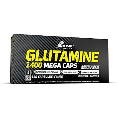 Olimp Glutamine Mega Caps - 120 Capsules - Soutient la récupération musculaire - Publicité Olimp Glutamine Mega Caps - 120 Capsules - Soutient la récupération musculaire - Publicité