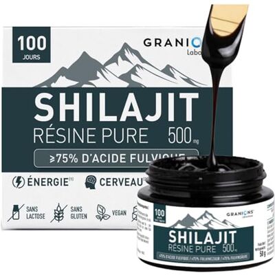 Granions SHILAJIT Résine Pure 500mg 100 jours Shilajit Pure Himalaya 100%- 75% Acide Fulvique Libido, Vitalité, Énergie, Concentration, Immunité, Memoire Anti Fatigue Puissant Vegan - Publicité Granions SHILAJIT Résine Pure 500mg 100 jours Shilajit Pure Himalaya 100%- 75% Acide Fulvique Libido, Vitalité, Énergie, Concentration, Immunité, Memoire Anti Fatigue Puissant Vegan - Publicité