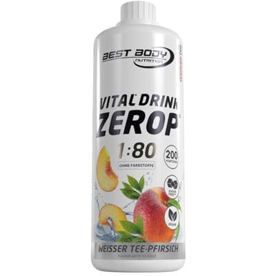 Best – Vital Drink ZEROP Thé blanc Pêche 1000 ml – Sirop sans sucre 1:80 – 80 litres boisson faible en calories avec vitamines B1, B6, niacine – Compatible Sodastream - Publicité Best – Vital Drink ZEROP Thé blanc Pêche 1000 ml – Sirop sans sucre 1:80 – 80 litres boisson faible en calories avec vitamines B1, B6, niacine – Compatible Sodastream - Publicité