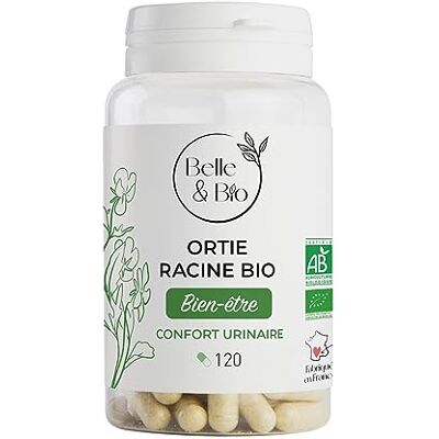 BIO + ÉLIMINATION RÉNALE CHEZ L'HOMME Ortie Racine Bio certifiée Ecocert Action sur le prostate 120 gélules Cure 1 mois Complément Alimentaire BELLE&BIO Fabriqué en France - Publicité BIO + ÉLIMINATION RÉNALE CHEZ L'HOMME Ortie Racine Bio certifiée Ecocert Action sur le prostate 120 gélules Cure 1 mois Complément Alimentaire BELLE&BIO Fabriqué en France - Publicité
