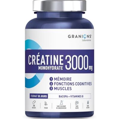 Granions CREATINE - Creatine Monohydrate 3000mg, Bacopa, Vitamine B6-180cps - Publicité Granions CREATINE - Creatine Monohydrate 3000mg, Bacopa, Vitamine B6-180cps - Publicité