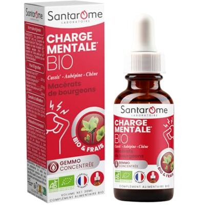 BIO + Santarome Charge Mentale Bio Macérat de Bourgeons Frais Cassis, Aubépine, Chêne Gemmothérapie Concentrée Complément Alimentaire Bio Surcharge mentale, Fatigue 30 ml Fabriqué en France - Publicité BIO + Santarome Charge Mentale Bio Macérat de Bourgeons Frais Cassis, Aubépine, Chêne Gemmothérapie Concentrée Complément Alimentaire Bio Surcharge mentale, Fatigue 30 ml Fabriqué en France - Publicité