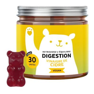 Bears with Benefits Retrouvez L'équilibre Digestion – 7500mg de Vinaigre de cidre de pomme sur l'ensemble de la cure, avec Vitamines B6 et B12 – 30 Unités (1 mois) – Sans Sucres Ajoutés, Vegan, - Publicité Bears with Benefits Retrouvez L'équilibre Digestion – 7500mg de Vinaigre de cidre de pomme sur l'ensemble de la cure, avec Vitamines B6 et B12 – 30 Unités (1 mois) – Sans Sucres Ajoutés, Vegan, - Publicité