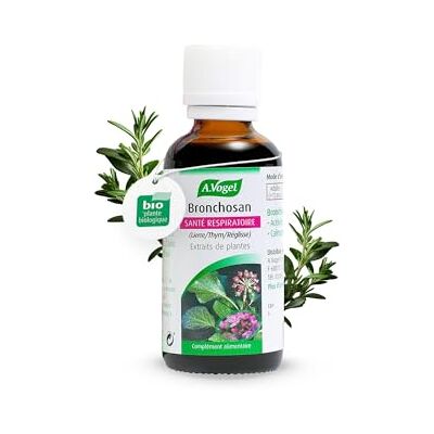 A.Vogel Bronchosan Actions Ciblées Santé respiratoire, Favorise une Respiration de qualité Complément Alimentaire à Base d'Extraits de Plantes : Lierre, Thym, Réglisse Flacon 50 ml - Publicité A.Vogel Bronchosan Actions Ciblées Santé respiratoire, Favorise une Respiration de qualité Complément Alimentaire à Base d'Extraits de Plantes : Lierre, Thym, Réglisse Flacon 50 ml - Publicité