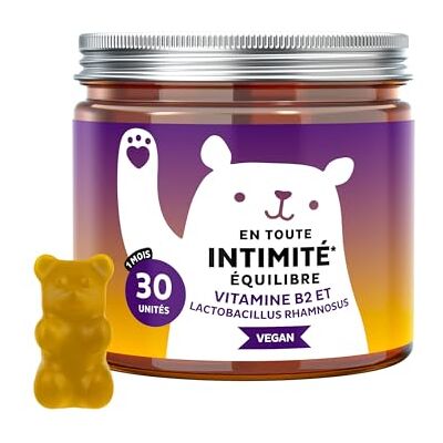 Bears with Benefits En Toute Intimité Equilibre Bien-être intime avec Vitamine B2 (riboflavine) et Vitamine C 30 pièces (1 mois) Multivitamines Femme Sans sucres ajoutés, Végan - Publicité Bears with Benefits En Toute Intimité Equilibre Bien-être intime avec Vitamine B2 (riboflavine) et Vitamine C 30 pièces (1 mois) Multivitamines Femme Sans sucres ajoutés, Végan - Publicité