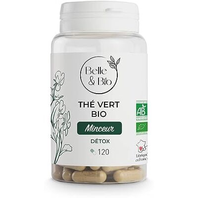 BIO + DETOX & CURE MINCEUR Thé Vert Bio certifié Ecocert Pilulier de 120 gélules Complément Alimentaire BELLE&BIO Fabriqué en France - Publicité BIO + DETOX & CURE MINCEUR Thé Vert Bio certifié Ecocert Pilulier de 120 gélules Complément Alimentaire BELLE&BIO Fabriqué en France - Publicité