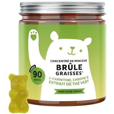 Bears with Benefits Gummies Brûle Graisses Concentré de Minceur L-Cartinine, Chrome, Extrait de Thé Vert avec Biotine et Zinc Métabolisme 90 unités (3 mois) Vegan, Sans sucre - Publicité Bears with Benefits Gummies Brûle Graisses Concentré de Minceur L-Cartinine, Chrome, Extrait de Thé Vert avec Biotine et Zinc Métabolisme 90 unités (3 mois) Vegan, Sans sucre - Publicité
