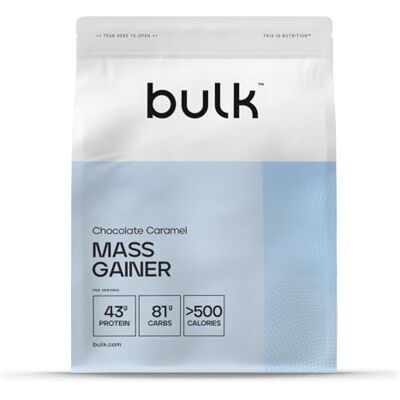 Bulk Complete Mass Gainer Chocolat Caramel 2.5kg 45g de protéines et 5g de BCAA par portion Gain de masse hypercalorique Facile à mélanger Délicieux arômes - Publicité Bulk Complete Mass Gainer Chocolat Caramel 2.5kg 45g de protéines et 5g de BCAA par portion Gain de masse hypercalorique Facile à mélanger Délicieux arômes - Publicité