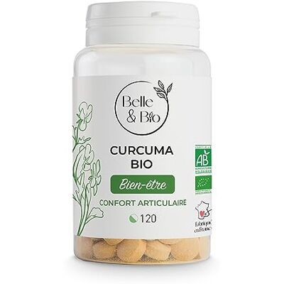 BIO + ANTIOXYDANT & ARTICULATION Curcuma Bio & Pipérine (Poivre Noir) 338 mg de Curcuma par comprimé 120 comprimés Certifié Bio par Ecocert Fabriqué en France - Publicité BIO + ANTIOXYDANT & ARTICULATION Curcuma Bio & Pipérine (Poivre Noir) 338 mg de Curcuma par comprimé 120 comprimés Certifié Bio par Ecocert Fabriqué en France - Publicité