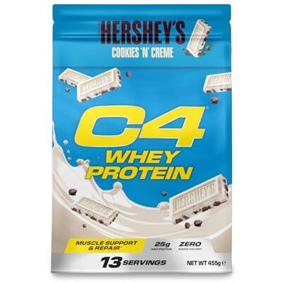 Cellucor C4 Whey Poudre de protéines, Hershey’s Cookies & Cream, 25g Protein, Faible teneur en sucre, Récupération après l’entraînement, 13 portions - Publicité Cellucor C4 Whey Poudre de protéines, Hershey’s Cookies & Cream, 25g Protein, Faible teneur en sucre, Récupération après l’entraînement, 13 portions - Publicité