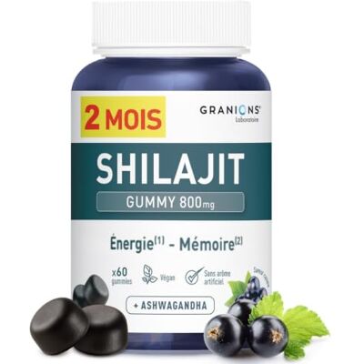 Granions Shilajit Gummies Shilajit Himalaya & Ashwagandha 60 Gummies Gummies Shilajit De l'Himalaya 800 mg, Ashwagandha, Zinc Et Vitamines B12 B6 Boost Metabolisme Cassis, 60 Gummies - Publicité Granions Shilajit Gummies Shilajit Himalaya & Ashwagandha 60 Gummies Gummies Shilajit De l'Himalaya 800 mg, Ashwagandha, Zinc Et Vitamines B12 B6 Boost Metabolisme Cassis, 60 Gummies - Publicité