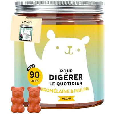 Bears with Benefits Pour Digérer le Quotidien Bromélaïne & Inuline avec Vitamine B6, Bacillus coagulans 1 milliard d'UFC 90 unités (3 mois) Sans Sucre Ajouté, Vegan - Publicité Bears with Benefits Pour Digérer le Quotidien Bromélaïne & Inuline avec Vitamine B6, Bacillus coagulans 1 milliard d'UFC 90 unités (3 mois) Sans Sucre Ajouté, Vegan - Publicité