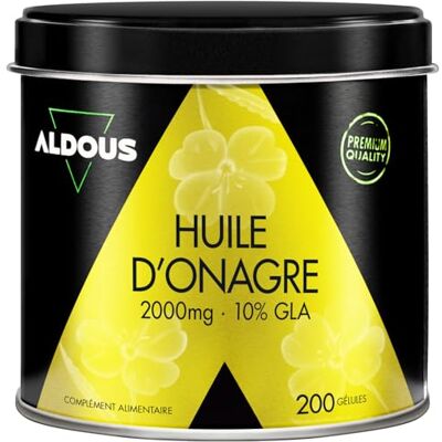 BIO + Huile d'onagre Perles 2000 mg avec 10% de GLA 200 mg 200 gélules molles Symptômes menstruels Régulateur hormonal féminin Bien-être et fertilité de la femme Oméga 6 Aldous - Publicité BIO + Huile d'onagre Perles 2000 mg avec 10% de GLA 200 mg 200 gélules molles Symptômes menstruels Régulateur hormonal féminin Bien-être et fertilité de la femme Oméga 6 Aldous - Publicité