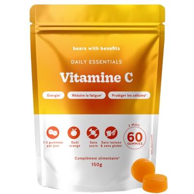 Bears with Benefits Gummies Vitamine C 250 mg – Daily Essentials – Contribue au Métabolisme Energétique Normal, Fonctionnement Normal du Système Immunitaire – 60 unités (2 mois) – Vegan, Sans Sucre – - Publicité Bears with Benefits Gummies Vitamine C 250 mg – Daily Essentials – Contribue au Métabolisme Energétique Normal, Fonctionnement Normal du Système Immunitaire – 60 unités (2 mois) – Vegan, Sans Sucre – - Publicité