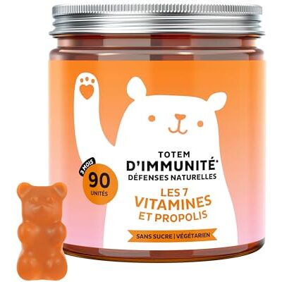 Bears with Benefits Totem d'Immunité Défenses Naturelles – avec Vitamine D, E, C, Vitamine B6, B12, Niacine, Biotine, Extrait de Propolis – 90 Pièces (3 Mois) – Végétariennes, Sans Sucre – - Publicité Bears with Benefits Totem d'Immunité Défenses Naturelles – avec Vitamine D, E, C, Vitamine B6, B12, Niacine, Biotine, Extrait de Propolis – 90 Pièces (3 Mois) – Végétariennes, Sans Sucre – - Publicité