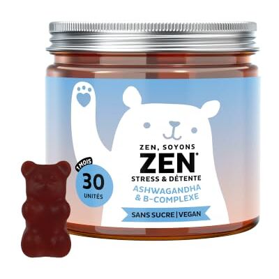 Bears with Benefits Zen Soyons Zen – Gummies avec 85mg d'Ashwagandha – Stress et Détente – Complexe B avec vitamines B12, B1, B2 et B6, L-théanine – 30 unités (1 mois) – Végan, Sans sucre – - Publicité Bears with Benefits Zen Soyons Zen – Gummies avec 85mg d'Ashwagandha – Stress et Détente – Complexe B avec vitamines B12, B1, B2 et B6, L-théanine – 30 unités (1 mois) – Végan, Sans sucre – - Publicité