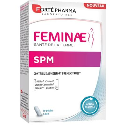 Forté Pharma Complément Confort féminin Feminae SPM Femme 30 gélules Syndrome premenstruel, fatigue, bien etre femme Safran, vitamine C & B6, magnesium, camomille, fenouil, Programme 1 mois - Publicité Forté Pharma Complément Confort féminin Feminae SPM Femme 30 gélules Syndrome premenstruel, fatigue, bien etre femme Safran, vitamine C & B6, magnesium, camomille, fenouil, Programme 1 mois - Publicité