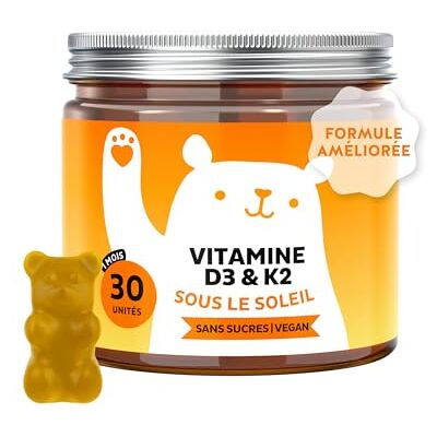 Bears with Benefits Gummies Vitamine D3 K2 avec vitamine D3 25µg 1000 UI et Vitamine K2 fonction normal du système immunitaire 30 unités (1 mois) Sans Sucre, Vegan - Publicité Bears with Benefits Gummies Vitamine D3 K2 avec vitamine D3 25µg 1000 UI et Vitamine K2 fonction normal du système immunitaire 30 unités (1 mois) Sans Sucre, Vegan - Publicité