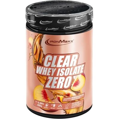 IronMaxx Clear Whey Isolate Zero Pêche Ice Tea 400g Whey Protein Isolate Proteine Whey Sans Sucre Clear Whey Boisson Protéinée Shaker Proteine Zéro Sucre pour Musculation & Pre-Workout - Publicité IronMaxx Clear Whey Isolate Zero Pêche Ice Tea 400g Whey Protein Isolate Proteine Whey Sans Sucre Clear Whey Boisson Protéinée Shaker Proteine Zéro Sucre pour Musculation & Pre-Workout - Publicité