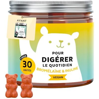 Bears with Benefits Pour Digérer le Quotidien Bromélaïne & Inuline avec Vitamine B6, Bacillus coagulans 1 milliard d'UFC 30 unités (1 mois) Sans Sucre Ajouté, Vegan - Publicité Bears with Benefits Pour Digérer le Quotidien Bromélaïne & Inuline avec Vitamine B6, Bacillus coagulans 1 milliard d'UFC 30 unités (1 mois) Sans Sucre Ajouté, Vegan - Publicité