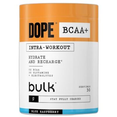 Bulk Dope BCAA+ Poudre Intra-Entraînement Blue Raspberry 360 g 30 Portions 5g BCAAs Mélange d'Électrolytes Glutamine Vitamine B6 & B12 Soutient l'Hydratation, l'Énergie et la Récupération - Publicité Bulk Dope BCAA+ Poudre Intra-Entraînement Blue Raspberry 360 g 30 Portions 5g BCAAs Mélange d'Électrolytes Glutamine Vitamine B6 & B12 Soutient l'Hydratation, l'Énergie et la Récupération - Publicité