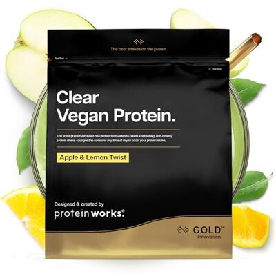 THE PROTEIN WORKS Protein Works Clear Vegan Protein Gold, Pomme & Citron, 270g Protéine de Pois Hydrolysée, Boisson Protéinée Rafraîchissante, Faible en Sucre, Sans Gras, 18 Portions - Publicité THE PROTEIN WORKS Protein Works Clear Vegan Protein Gold, Pomme & Citron, 270g Protéine de Pois Hydrolysée, Boisson Protéinée Rafraîchissante, Faible en Sucre, Sans Gras, 18 Portions - Publicité
