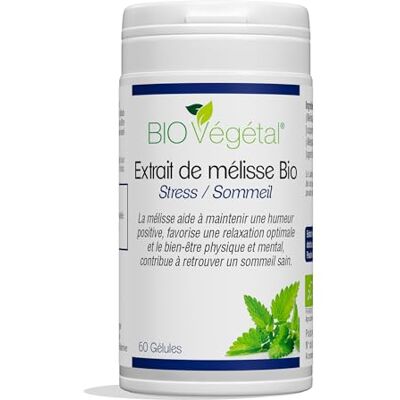 BIO + Phytosud Extrait de Mélisse Bio pour Favoriser Relaxation et Sommeil Complément Alimentaire Végétal Anti-Stress Extraction et Fabrication Française 60 Gélules Cure 30 Jours - Publicité BIO + Phytosud Extrait de Mélisse Bio pour Favoriser Relaxation et Sommeil Complément Alimentaire Végétal Anti-Stress Extraction et Fabrication Française 60 Gélules Cure 30 Jours - Publicité
