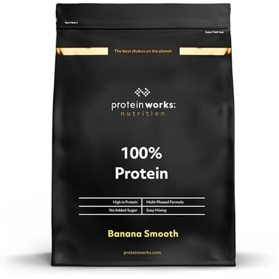THE PROTEIN WORKS Protein Works 100% Protein Poudre, 25 Portions, Mélange Quadri-Protéines, Peptides de Glutamine, Formule Protéinée Propre, Banane Onctueuse, 625g - Publicité THE PROTEIN WORKS Protein Works 100% Protein Poudre, 25 Portions, Mélange Quadri-Protéines, Peptides de Glutamine, Formule Protéinée Propre, Banane Onctueuse, 625g - Publicité