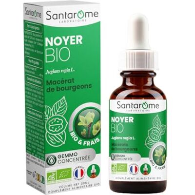 BIO + SANTAROME Gemmo Noyer Bio Digestion & Confort Intestinal 30 ml France Bourgeon de Noyer bio, frais & cueilli à la main en France Aide au confort digestif 15 gouttes/jour pures ou diluées - Publicité BIO + SANTAROME Gemmo Noyer Bio Digestion & Confort Intestinal 30 ml France Bourgeon de Noyer bio, frais & cueilli à la main en France Aide au confort digestif 15 gouttes/jour pures ou diluées - Publicité