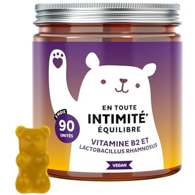 Bears with Benefits En Toute Intimité Equilibre Bien-être intime avec Vitamine B2 (riboflavine) et Vitamine C 90 pièces (3 mois) Multivitamines Femme Sans sucres ajoutés, Végan - Publicité Bears with Benefits En Toute Intimité Equilibre Bien-être intime avec Vitamine B2 (riboflavine) et Vitamine C 90 pièces (3 mois) Multivitamines Femme Sans sucres ajoutés, Végan - Publicité