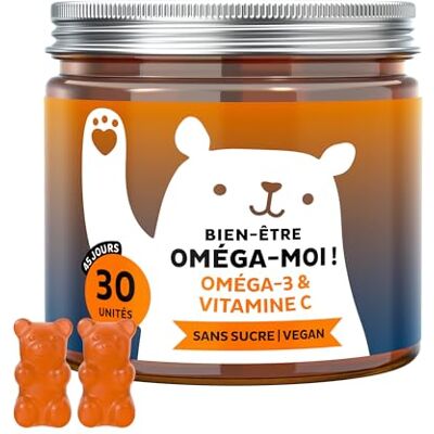 Bears with Benefits Bien-être Oméga-Moi ! Oméga 3 DHA 50 mg – Sans Poisson – avec Vitamine C, E, Huile de Microalgues – Système Immunitaire – 30 unités (1 mois) – Sans Sucres, Vegan – - Publicité Bears with Benefits Bien-être Oméga-Moi ! Oméga 3 DHA 50 mg – Sans Poisson – avec Vitamine C, E, Huile de Microalgues – Système Immunitaire – 30 unités (1 mois) – Sans Sucres, Vegan – - Publicité