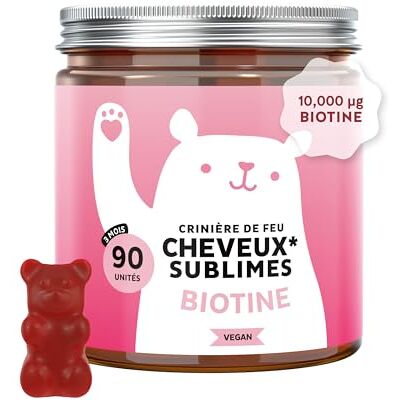 Bears with Benefits Crinière de Feu Cheveux Sublimes Gummies Biotine – Formule Renforcée – 10 000µg de Biotine, Zinc, Vitamines B6, C, E et Iode – 90 pièces (3 Mois), Végan - Publicité Bears with Benefits Crinière de Feu Cheveux Sublimes Gummies Biotine – Formule Renforcée – 10 000µg de Biotine, Zinc, Vitamines B6, C, E et Iode – 90 pièces (3 Mois), Végan - Publicité