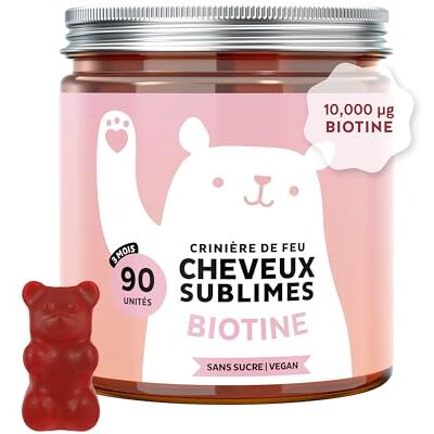 Bears with Benefits Crinière de Feu Cheveux Sublimes Gummies Biotine – Formule Renforcée – 10 000µg de Biotine, Zinc, Vitamines B6, C, E et Iode – 90 pièces (3 Mois), Végan, Sans Sucre, - Publicité Bears with Benefits Crinière de Feu Cheveux Sublimes Gummies Biotine – Formule Renforcée – 10 000µg de Biotine, Zinc, Vitamines B6, C, E et Iode – 90 pièces (3 Mois), Végan, Sans Sucre, - Publicité