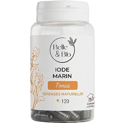 BIO + SOUTIEN DE LA FONCTION THYROÏDIENNE & APPORT EN IODE – Iode Marine 150 µg/gélule – 120 gélules – Complément Alimentaire BELLE&BIO – Fabriqué en France - Publicité BIO + SOUTIEN DE LA FONCTION THYROÏDIENNE & APPORT EN IODE – Iode Marine 150 µg/gélule – 120 gélules – Complément Alimentaire BELLE&BIO – Fabriqué en France - Publicité