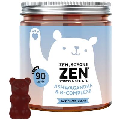 Bears with Benefits Zen Soyons Zen – Gummies avec 85mg d'Ashwagandha – Stress et Détente – Complexe B avec vitamines B12, B1, B2 et B6, L-théanine – 90 unités (3 mois) – Végan, Sans sucre – - Publicité Bears with Benefits Zen Soyons Zen – Gummies avec 85mg d'Ashwagandha – Stress et Détente – Complexe B avec vitamines B12, B1, B2 et B6, L-théanine – 90 unités (3 mois) – Végan, Sans sucre – - Publicité
